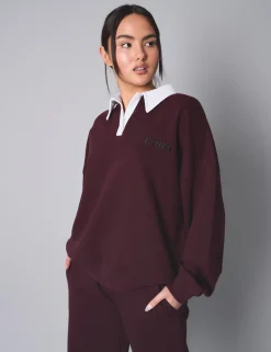 Sale Kaiia Contrast Collar Oversized Rugby Sweatshirt Tracksuits | Tracksuits