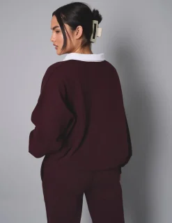 Sale Kaiia Contrast Collar Oversized Rugby Sweatshirt Tracksuits | Tracksuits