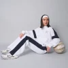 Cheap Kaiia Contrast Panel Wide Leg Sweat Pants White With Navy Sculpt & Leisure | Kaiia The Label