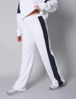 Cheap Kaiia Contrast Panel Wide Leg Sweat Pants White With Navy Sculpt & Leisure | Kaiia The Label