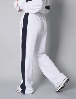 Cheap Kaiia Contrast Panel Wide Leg Sweat Pants White With Navy Sculpt & Leisure | Kaiia The Label