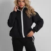 Hot Kaiia Contrast Piping Zip Up Sweatshirt White Sculpt & Leisure | Kaiia The Label