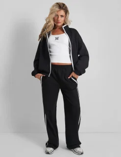 Hot Kaiia Contrast Piping Zip Up Sweatshirt White Sculpt & Leisure | Kaiia The Label