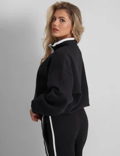 Hot Kaiia Contrast Piping Zip Up Sweatshirt White Sculpt & Leisure | Kaiia The Label