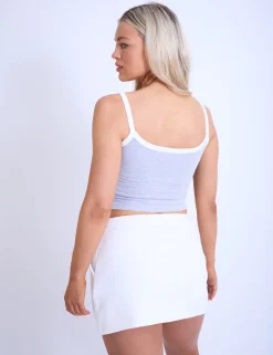 Discount Kaiia Contrast Trim Cami Vest Top Grey Marl & Pink Back In Stock | Sculpt & Leisure