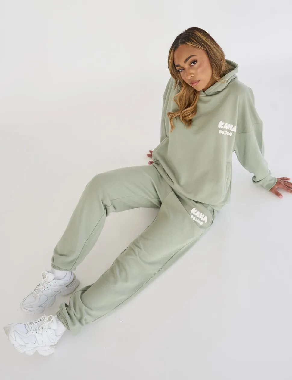 Clearance Kaiia Design Bubble Logo Cuffed Joggers Green Sculpt & Leisure | Kaiia The Label