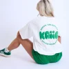 Best Sale Kaiia Design Bubble Logo Oversized T-Shirt Off White & Green Back In Stock | Sculpt & Leisure