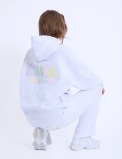 Flash Sale Kaiia Design Bubble Logo Oversized Hoodie in Light Grey Marl & Rainbow Sweatshirt & Hoodies | Hoodies & Sweatshirts
