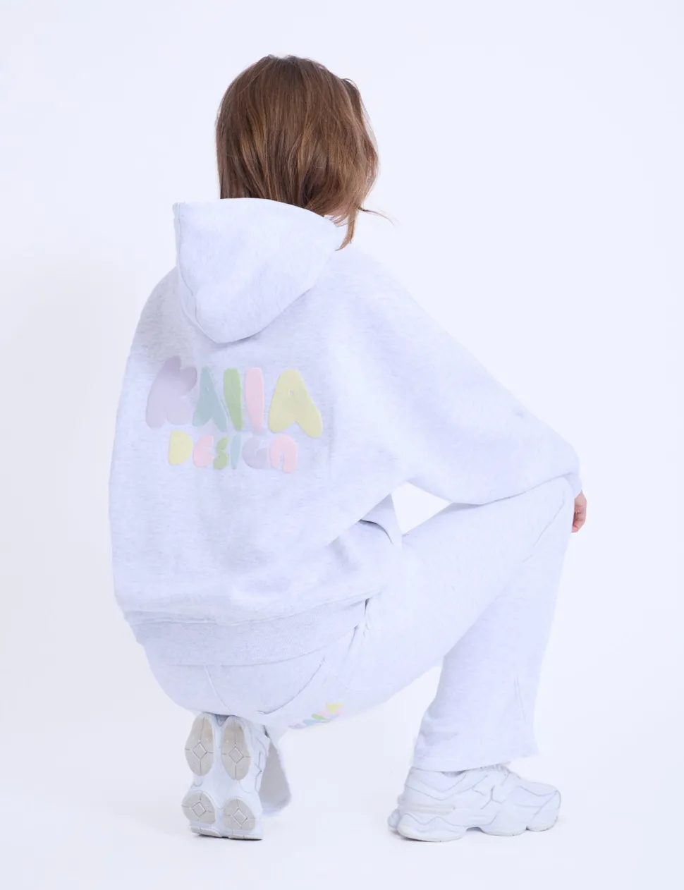 Flash Sale Kaiia Design Bubble Logo Oversized Hoodie in Light Grey Marl & Rainbow Sweatshirt & Hoodies | Hoodies & Sweatshirts