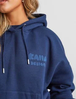Online Kaiia Design Bubble Logo Oversized Hoodie Navy Sculpt & Leisure | Kaiia The Label