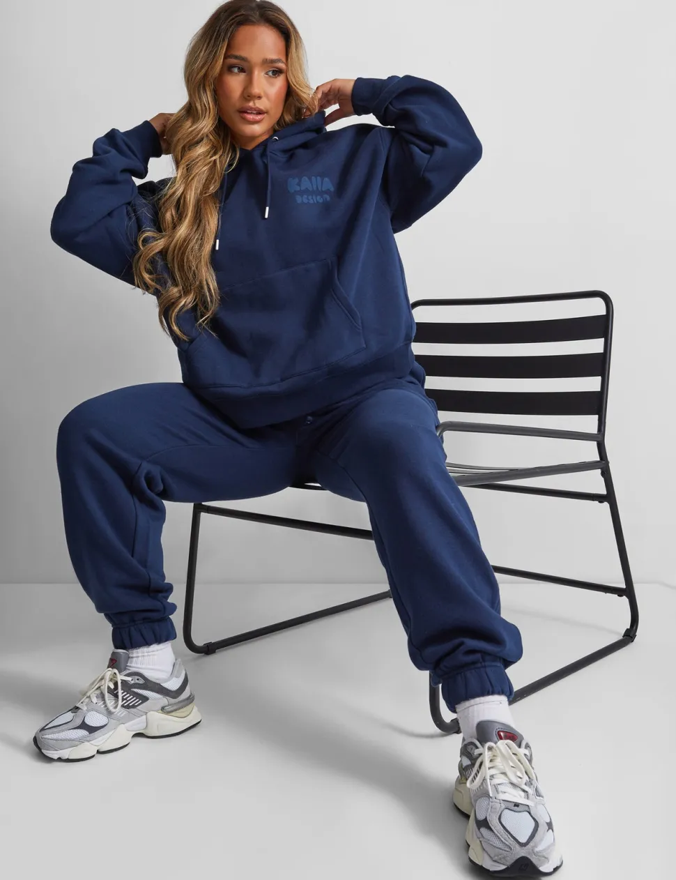 Online Kaiia Design Bubble Logo Oversized Hoodie Navy Sculpt & Leisure | Kaiia The Label