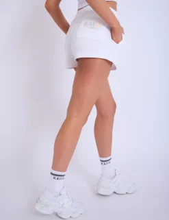 Store Kaiia Design Bubble Logo Sweat Shorts Off White & Rainbow Sculpt & Leisure | Kaiia The Label