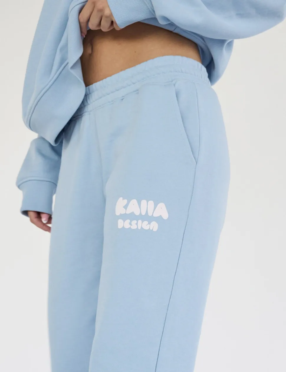 Cheap Kaiia Design Bubble Logo Wide Leg Sweat Pants Baby Blue Sculpt & Leisure | Kaiia The Label