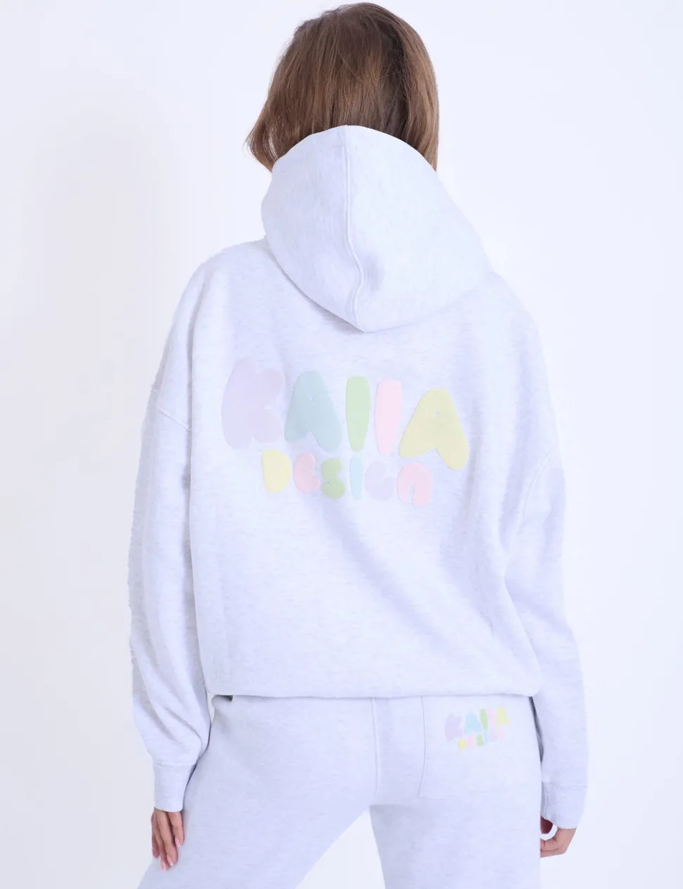Flash Sale Kaiia Design Bubble Logo Oversized Hoodie in Light Grey Marl & Rainbow Sweatshirt & Hoodies | Hoodies & Sweatshirts