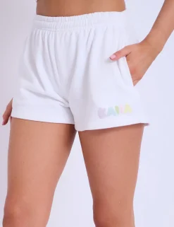 Store Kaiia Design Bubble Logo Sweat Shorts Off White & Rainbow Sculpt & Leisure | Kaiia The Label