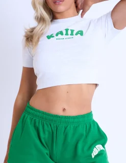 Cheap Kaiia Design Bubble Logo Baby Tee Light Grey Marl & Green Tracksuits | Tracksuits