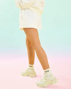 Store Kaiia Design Bubble Logo Sweat Shorts Off White & Rainbow Sculpt & Leisure | Kaiia The Label
