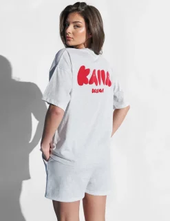 Hot Kaiia Design Oversized Top Light Marl and Red Back In Stock | Tracksuits