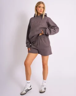 Clearance Kaiia Embossed Logo Sweat Shorts Dark Grey Tracksuits | Tracksuits