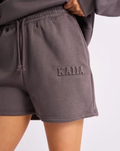 Clearance Kaiia Embossed Logo Sweat Shorts Dark Grey Tracksuits | Tracksuits