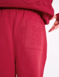 Store Kaiia Embossed Wide Leg Joggers Berry Red Sculpt & Leisure | Kaiia The Label