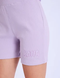 Shop Kaiia Embroidered Bubble Logo Ribbed Cycling Shorts Back In Stock
