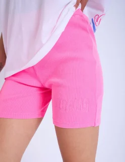 Outlet Kaiia Embroidered Bubble Logo Ribbed Cycling Shorts Bright Sculpt & Leisure | Kaiia The Label