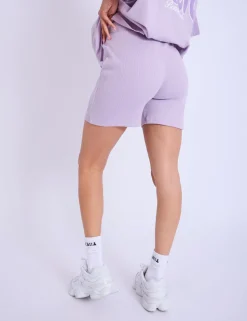 Shop Kaiia Embroidered Bubble Logo Ribbed Cycling Shorts Back In Stock