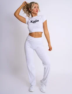 Shop Kaiia Flocked Paris Baby Tee Grey Marl Sculpt & Leisure | Kaiia The Label