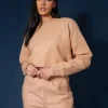 Online Kaiia Fluffy Cropped Sweatshirt Camel Sculpt & Leisure | Kaiia The Label