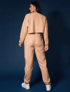 Online Kaiia Fluffy Cropped Sweatshirt Camel Sculpt & Leisure | Kaiia The Label