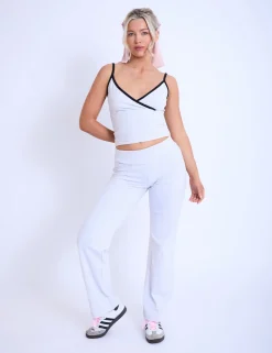 Store Kaiia Fold Over Yoga Pants Light Grey Marl Tracksuits | Tracksuits