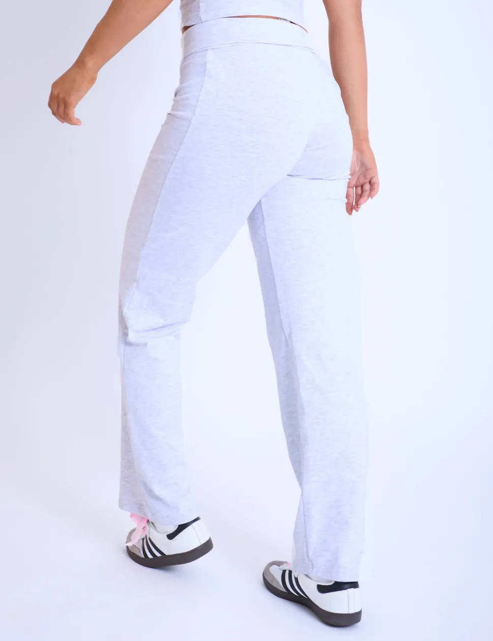 Store Kaiia Fold Over Yoga Pants Light Grey Marl Tracksuits | Tracksuits