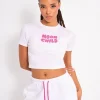 New Kaiia Graphic Baby Tee White & Hot Pink Sculpt & Leisure | Kaiia The Label