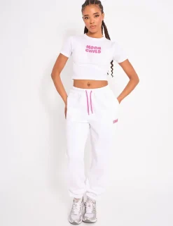 New Kaiia Graphic Baby Tee White & Hot Pink Sculpt & Leisure | Kaiia The Label