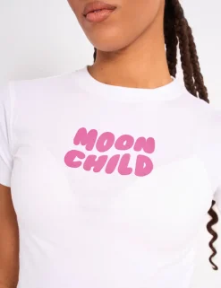 New Kaiia Graphic Baby Tee White & Hot Pink Sculpt & Leisure | Kaiia The Label