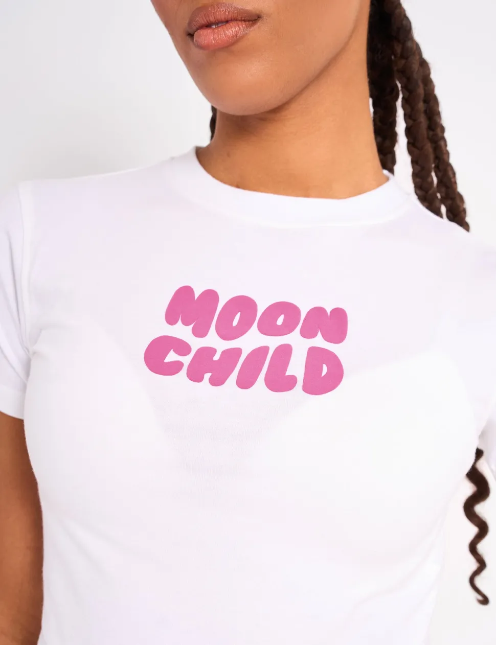 New Kaiia Graphic Baby Tee White & Hot Pink Sculpt & Leisure | Kaiia The Label