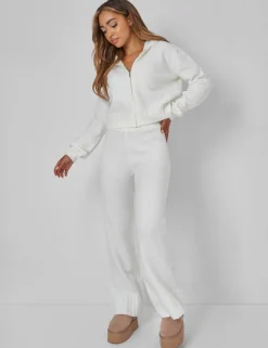 Best Sale Kaiia Knitted Flared Trousers in Cream Sculpt & Leisure | Kaiia The Label