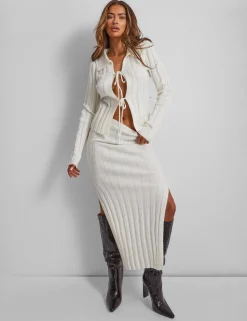 Shop Kaiia Knitted Maxi Skirt in Cream Sculpt & Leisure | Kaiia The Label