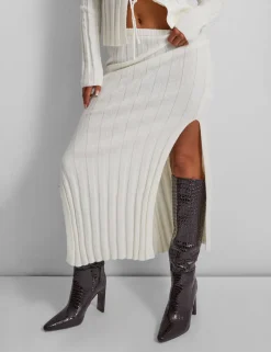 Shop Kaiia Knitted Maxi Skirt in Cream Sculpt & Leisure | Kaiia The Label