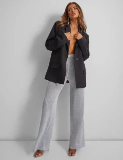 Outlet Kaiia Knitted Metallic Flared Trousers Co-ord in Sculpt & Leisure | Kaiia The Label