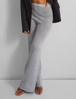 Outlet Kaiia Knitted Metallic Flared Trousers Co-ord in Sculpt & Leisure | Kaiia The Label