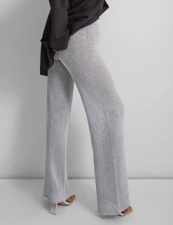 Outlet Kaiia Knitted Metallic Flared Trousers Co-ord in Sculpt & Leisure | Kaiia The Label
