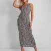 Flash Sale Kaiia Knitted One Shoulder Maxi Dress Black and White Stripe Sculpt & Leisure | Kaiia The Label