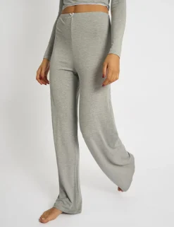 Fashion Kaiia Lace Wrap Top & Trouser Pj Set Grey Melange Sculpt & Leisure | Kaiia The Label