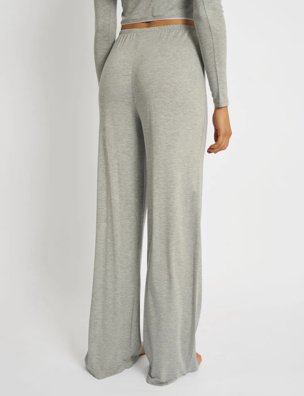Fashion Kaiia Lace Wrap Top & Trouser Pj Set Grey Melange Sculpt & Leisure | Kaiia The Label