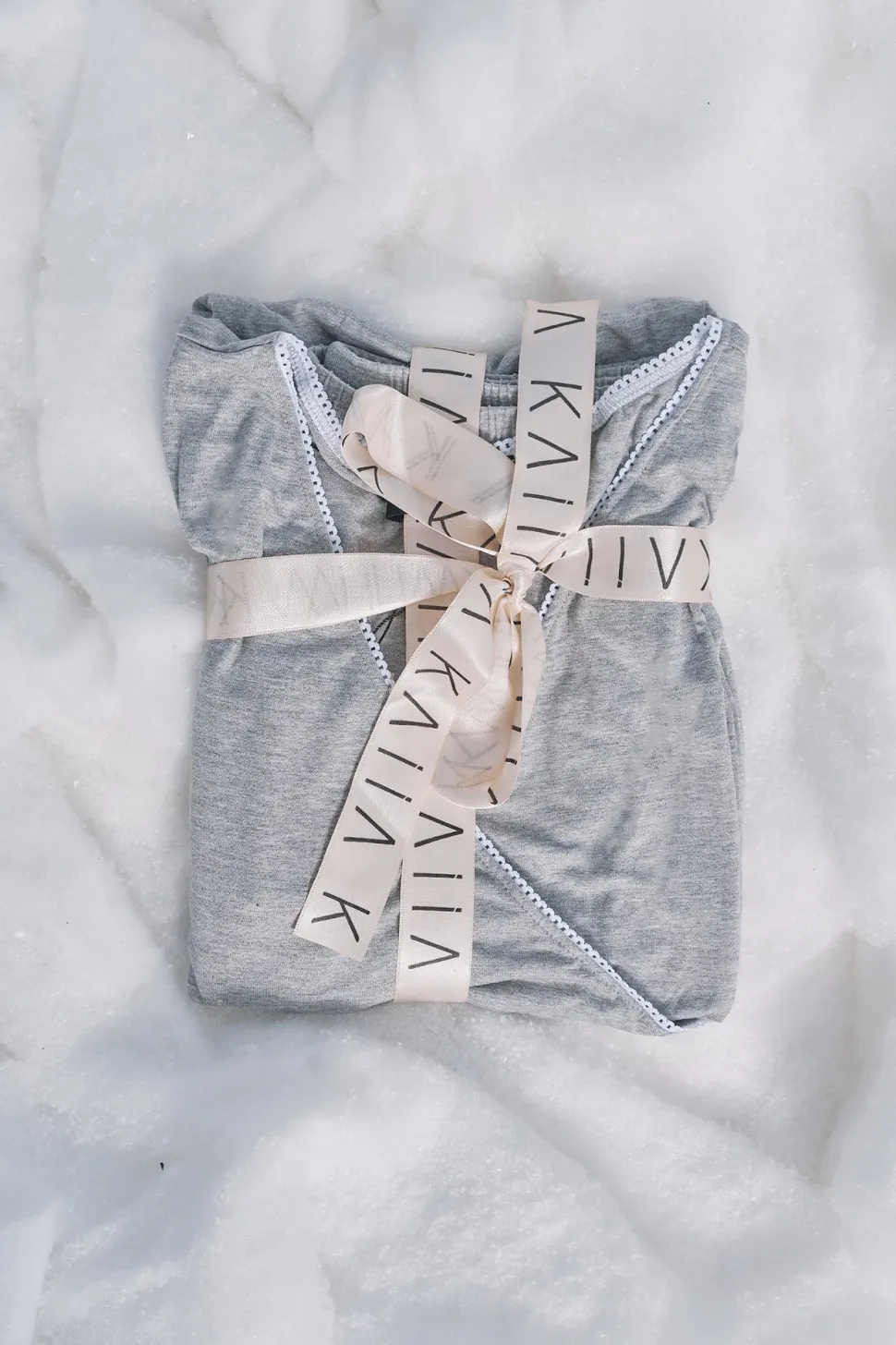 Fashion Kaiia Lace Wrap Top & Trouser Pj Set Grey Melange Sculpt & Leisure | Kaiia The Label
