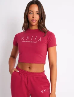 Flash Sale Kaiia Logo Baby Tee Cranberry & Pink Sculpt & Leisure | Kaiia The Label