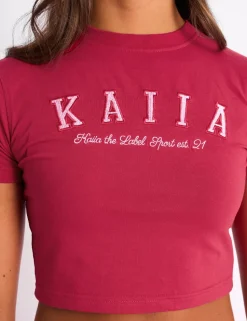 Flash Sale Kaiia Logo Baby Tee Cranberry & Pink Sculpt & Leisure | Kaiia The Label