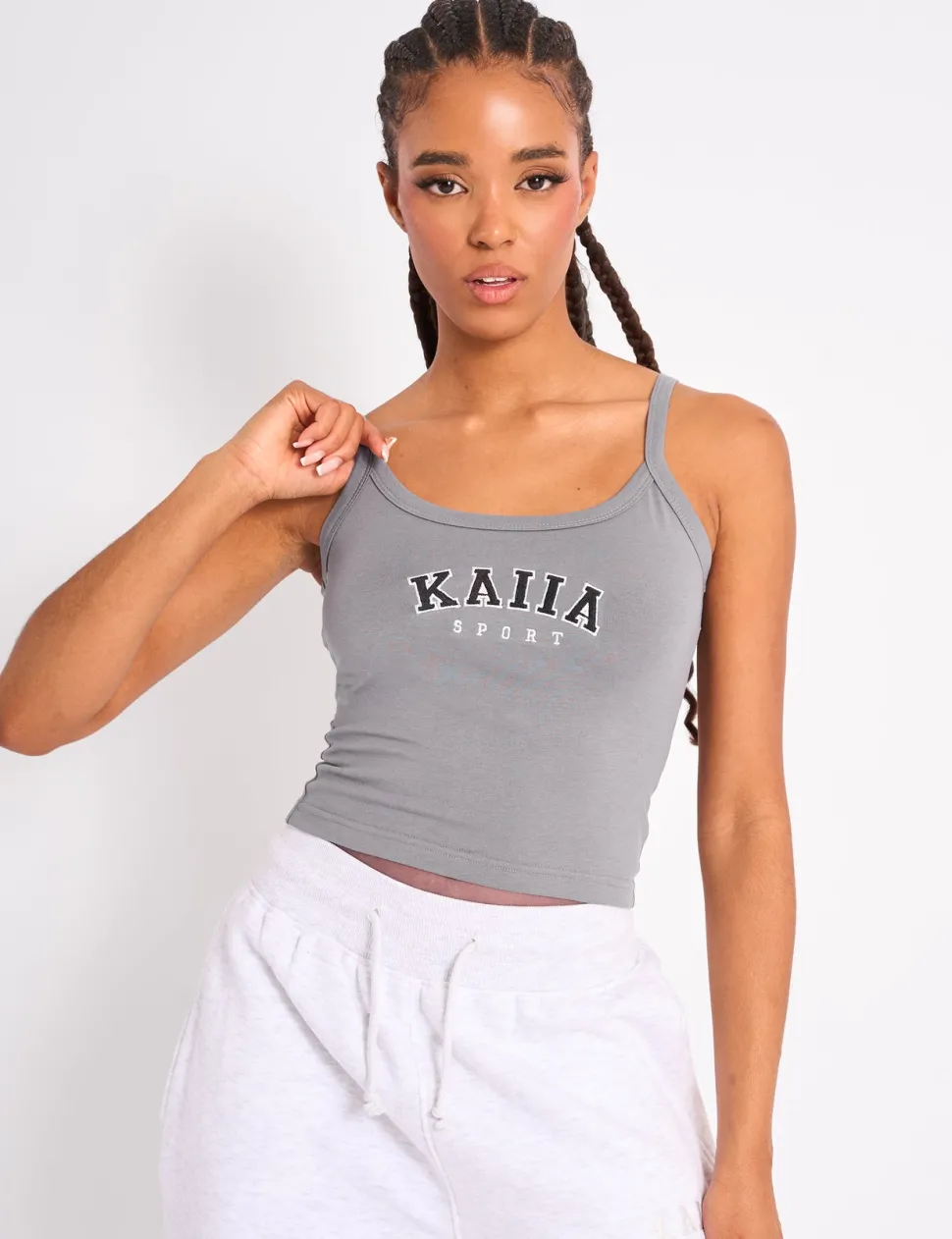 Discount Kaiia Logo Cami Vest Top Charcoal Grey Sculpt & Leisure | Kaiia The Label